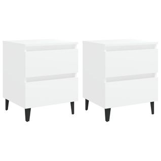 Tables De Chevet 2 PCs Blanc 40x35x50 Cm Aggloméré