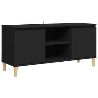 Meuble TV Avec Pieds En Bois Massif Noir 103,5x35x50 Cm