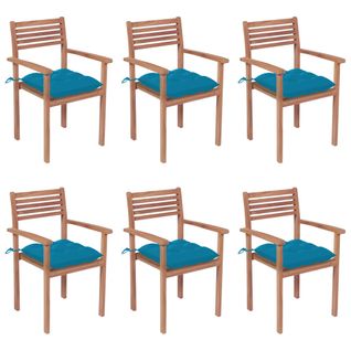 Chaises De Jardin Empilables Avec Coussins 6 PCs Teck Solide