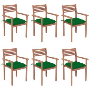 Chaises De Jardin Empilables Avec Coussins 6 PCs Teck Solide