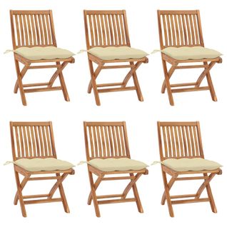 Chaises Pliables De Jardin Avec Coussins 6 PCs Bois De Teck