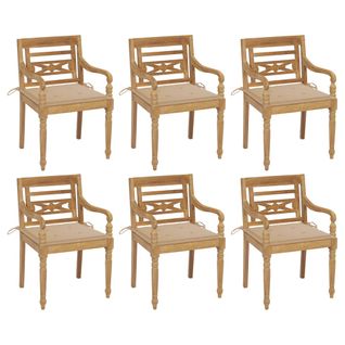 Chaises Batavia Avec Coussins 6 PCs Bois De Teck Solide