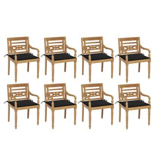 Chaises Batavia Avec Coussins 8 PCs Bois De Teck Solide