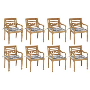 Chaises Batavia Avec Coussins 8 PCs Bois De Teck Solide