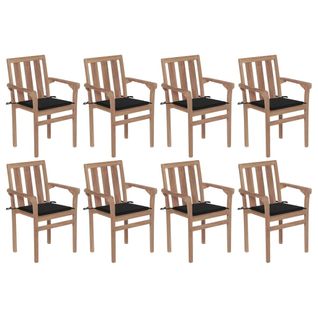 Chaises De Jardin Empilables Avec Coussins 8 PCs Teck Solide