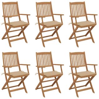 Chaises Pliables De Jardin 6 PCs Avec Coussins Bois D'acacia