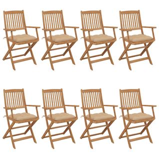 Chaises Pliables De Jardin 8 PCs Avec Coussins Bois D'acacia