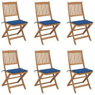 Chaises Pliables De Jardin 6 PCs Avec Coussins Bois D'acacia