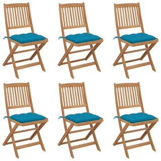 Chaises Pliables De Jardin 6 PCs Avec Coussins Bois D'acacia