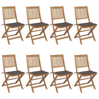 Chaises Pliables De Jardin 8 PCs Avec Coussins Bois D'acacia