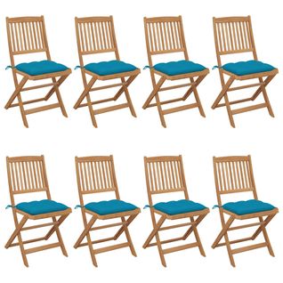 Chaises Pliables De Jardin 8 PCs Avec Coussins Bois D'acacia