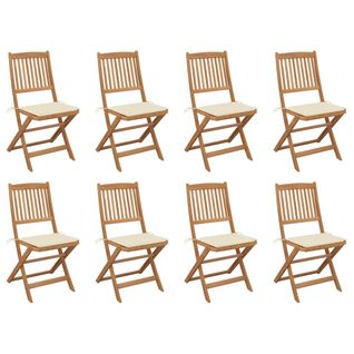 Chaises Pliables D'extérieur Avec Coussins 8 PCs Bois D'acacia