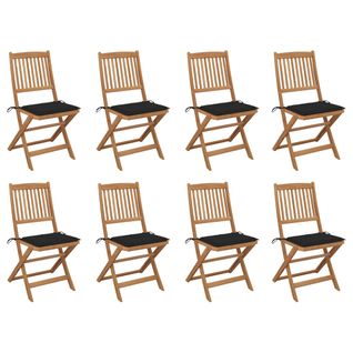 Chaises Pliables D'extérieur Avec Coussins 8 PCs Bois D'acacia