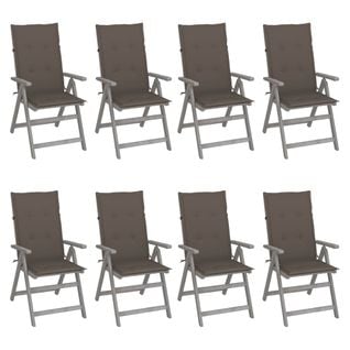 Chaises Inclinables De Jardin Avec Coussins 8 PCs Gris Acacia