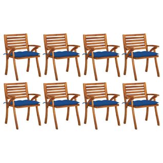 Chaises De Jardin Avec Coussins 8 PCs Bois D'acacia Solide