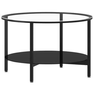 Table à Thé Noir Et Transparent 70 Cm Verre Trempé