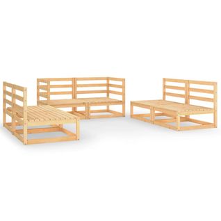 Salon De Jardin 6 PCs Bois De Pin Massif