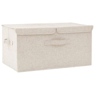 Boîte De Rangement Tissu 50x30x25 Cm Crème