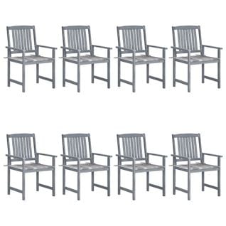 Chaises De Jardin Avec Coussins 8 PCs Bois D'acacia Solide Gris