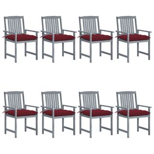 Chaises De Jardin Avec Coussins 8 PCs Bois D'acacia Solide Gris