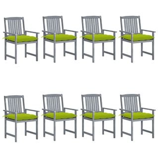 Chaises De Jardin Avec Coussins 8 PCs Bois D'acacia Solide Gris