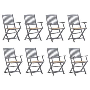 Chaises Pliables D'extérieur 8 PCs Avec Coussins Bois D'acacia