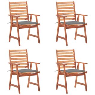 Chaises À Dîner D'extérieur 4 PCs Avec Coussins Acacia Massif