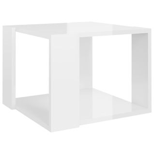 Table Basse Blanc Brillant 40x40x30 Cm Bois D'ingénierie