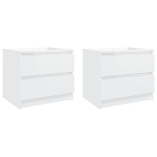 Tables De Chevet 2 PCs Blanc Brillant 50x39x43,5 Cm Aggloméré