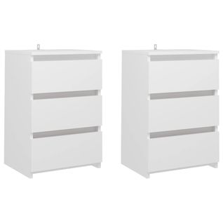 Tables De Chevet 2 PCs Blanc 40x35x62,5 Cm Aggloméré