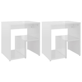 Tables De Chevet 2 PCs Blanc Brillant 40x30x40 Cm Aggloméré