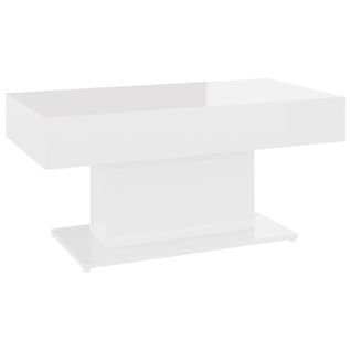 Table Basse Blanc Brillant 96x50x45 Cm Aggloméré