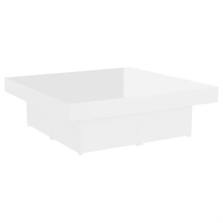 Table Basse Blanc Brillant 90x90x28 Cm Aggloméré