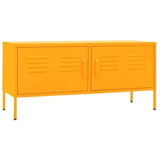 Meuble TV Jaune Moutarde 105x35x50 Cm Acier