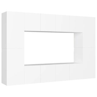 Ensemble De Meubles TV 8 PCs Blanc Aggloméré