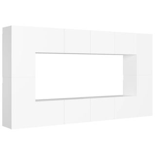 Ensemble De Meubles TV 8 PCs Blanc Aggloméré