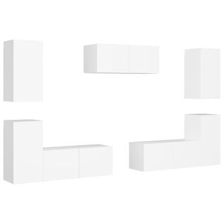 Ensemble De Meubles TV 7 PCs Blanc Aggloméré