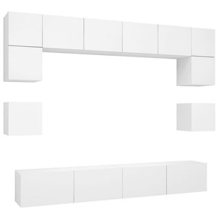 Ensemble De Meuble TV 8 PCs Blanc Aggloméré