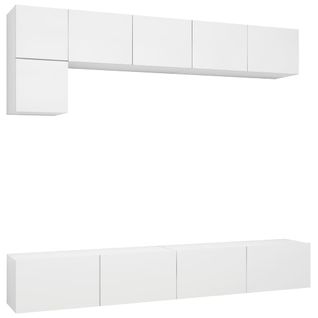 Ensemble De Meuble TV 5 PCs Blanc Aggloméré