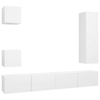 Ensemble De Meuble TV 5 PCs Blanc Aggloméré