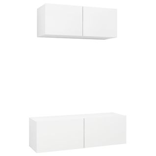 Ensemble De Meuble TV 2 PCs Blanc Aggloméré