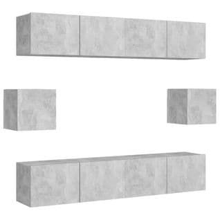 Ensemble De Meuble TV 6 PCs Gris Béton Aggloméré