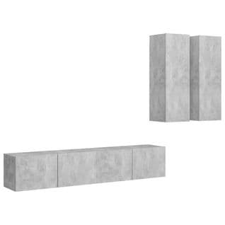 Ensemble De Meubles TV 4 PCs Gris Béton Aggloméré