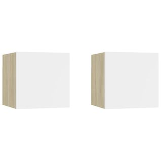 Tables De Chevet 2pcs Blanc Chêne Sonoma 30,5x30x30cm Aggloméré
