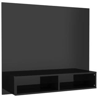 Meuble Tv Mural Noir Brillant 102x23,5x90 Cm Bois D’ingénierie