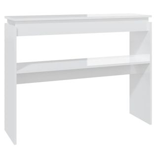 Table Console Blanc Brillant 102x30x80 Cm Aggloméré