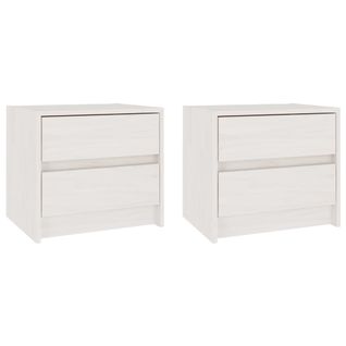 Tables De Chevet 2 PCs Blanc 40x30,5x35,5 Cm Bois De Pin Solide