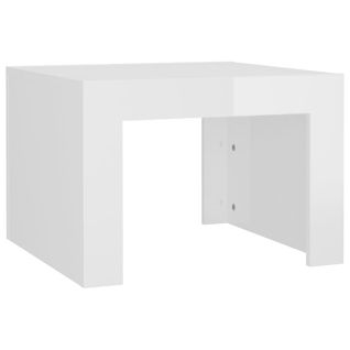 Table Basse Blanc Brillant 50x50x35 Cm Aggloméré