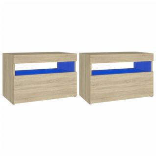 Tables De Chevet à LED 2 PCs Chêne Sonoma 60x35x40 Cm