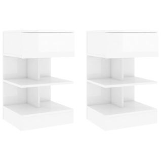 Tables De Chevet 2 PCs Blanc Brillant 40x35x65 Cm